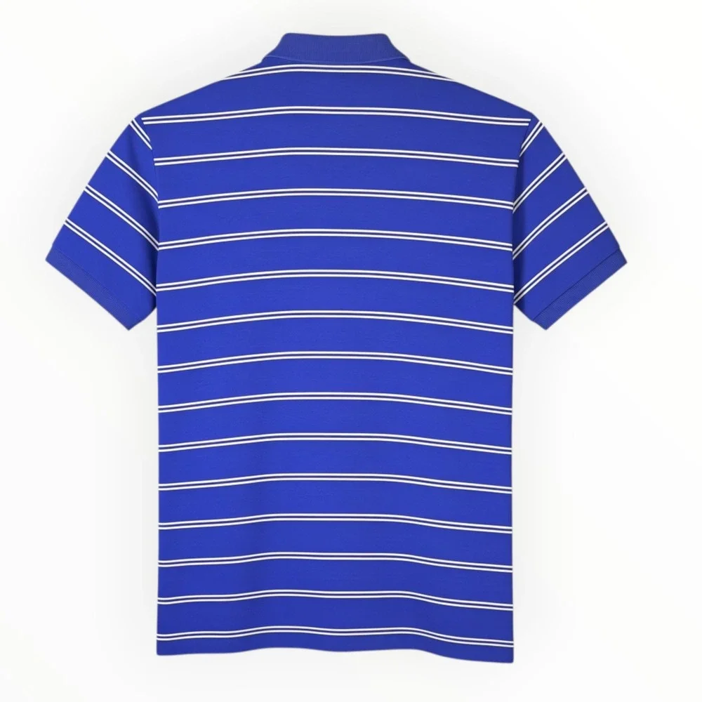 Polo‎ Ralph Lauren Polo Shirt Mens Medium Blue White Striped Jersey Cotton Golf
